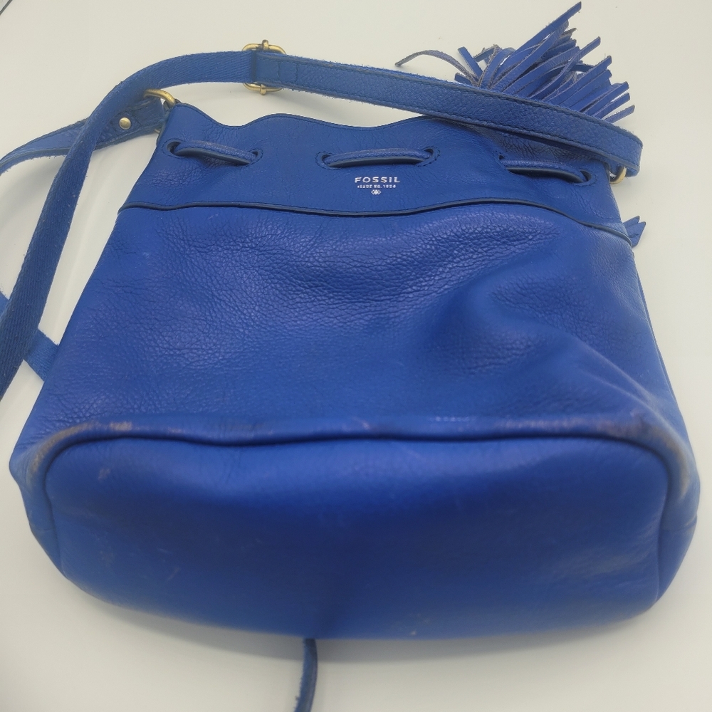 Fossil Jules Tassel Drawstring women's Bucket Bag, Sapphire - Picture 11 of 15